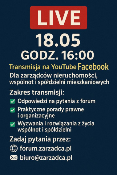 Zarządca: Kolejny live już dziś 18.05 o 16:00